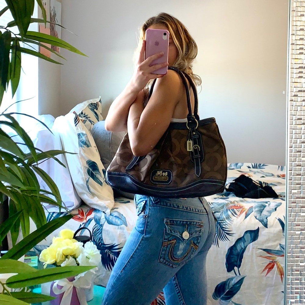 Coach Op Art Chocolate Canvas Tote 👜